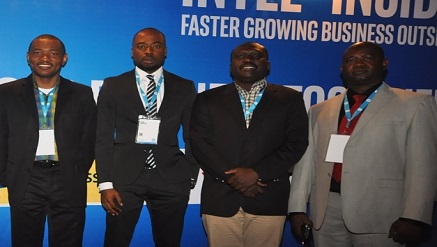 L-R: Mr. Mark Ihimoyan, Consumer Channels Group Director HP; Mr. Paul Ofulue, Account Manager HP; Mr. Femi Babajide, Enterprise Solutions and Services BDM, Intel Corporation and, Mr. Stanley Muoneke, Strategic Relationship Director, Intel Corporation, during the 2015 Technology tour to encourage Small and Medium Business (SMBs) in Lagos.